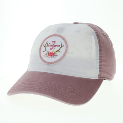 Floral Antlers Terra Twill Hat in White/Dusty Rose