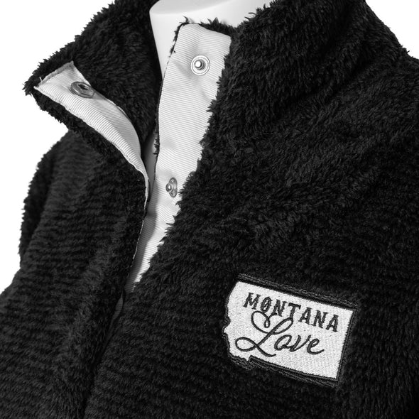 Montana Love Fuzzy Fleece Pullover in Black/Natural