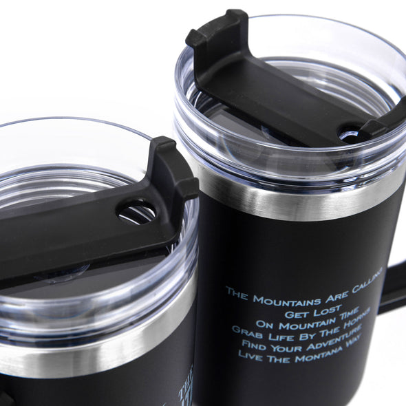 The Logo Stainless Steel Tumbler w/Handle in Black