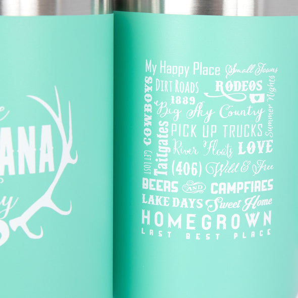 Montana Girl Stainless Steel Tumbler w/Handle in Mint