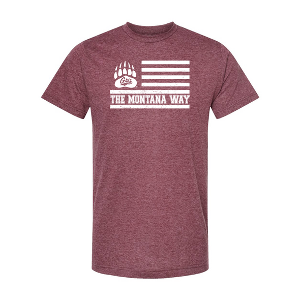 The Griz Flag Tee in Maroon