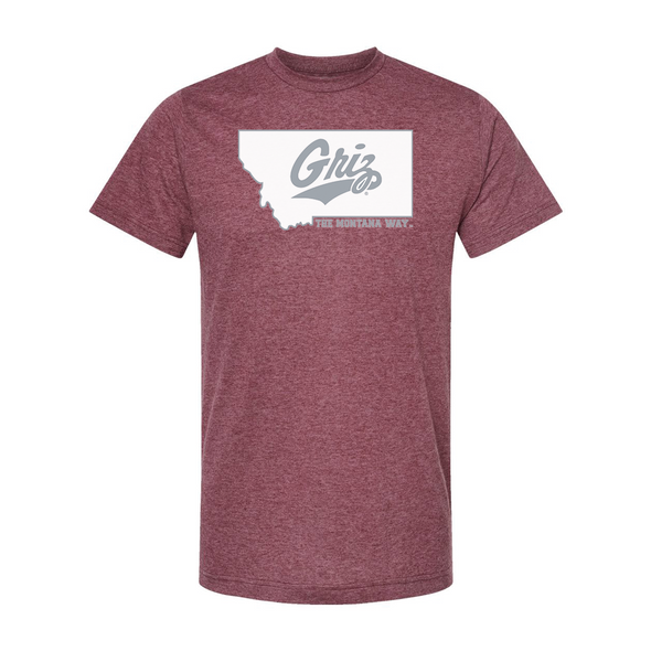 Griz State of Mind Tee in Maroon
