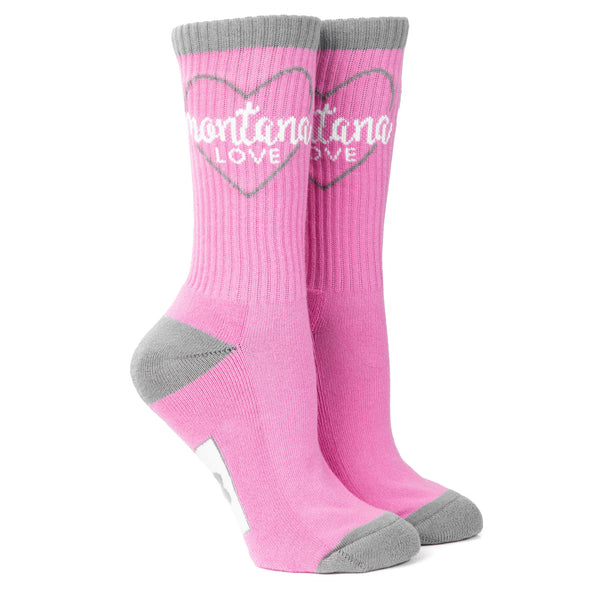 I Heart Montana Socks in Pink/Grey/White