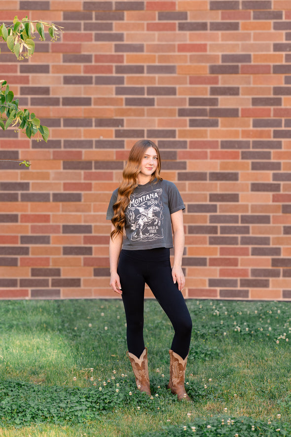 Wild & Free Boxy Tee in Pepper