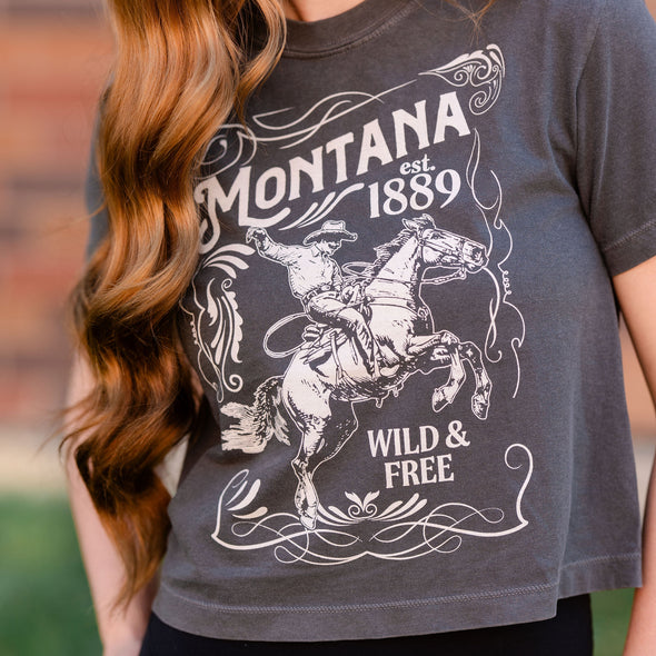 Wild & Free Boxy Tee in Pepper