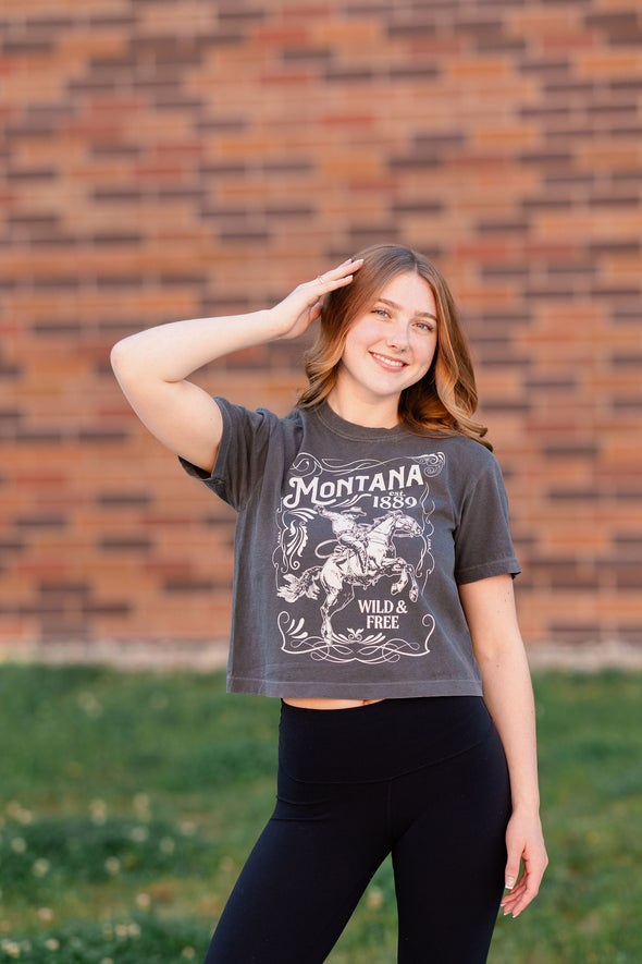 Wild & Free Boxy Tee in Pepper