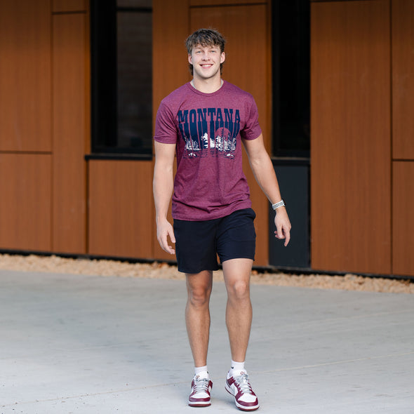 On Mountain Time Tee in Heather Maroon