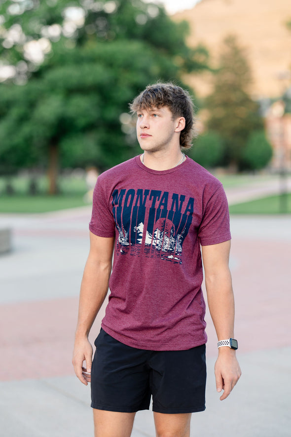 On Mountain Time Tee in Heather Maroon