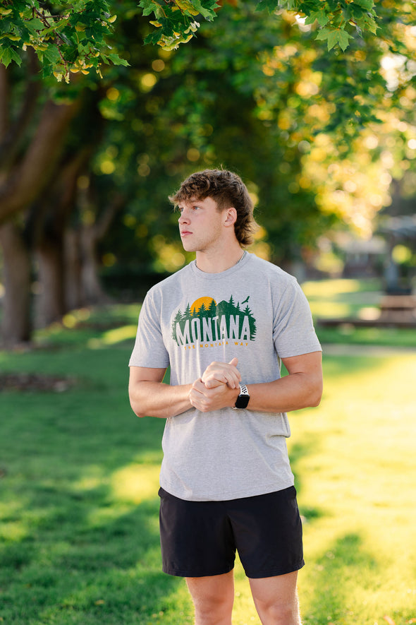 Montana Pines Tee in Heather Grey