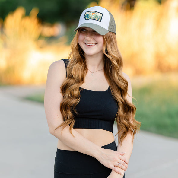 Last Best Place Snapback in White/Olive