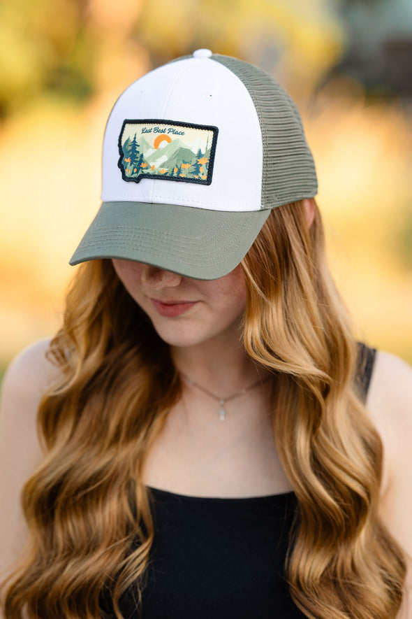 Last Best Place Snapback in White/Olive