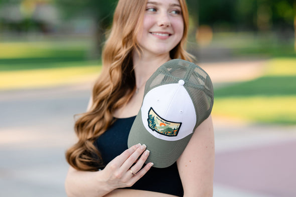Last Best Place Snapback in White/Olive
