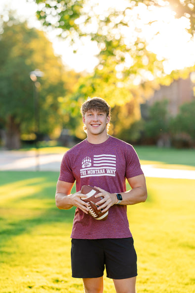 The Griz Flag Tee in Maroon