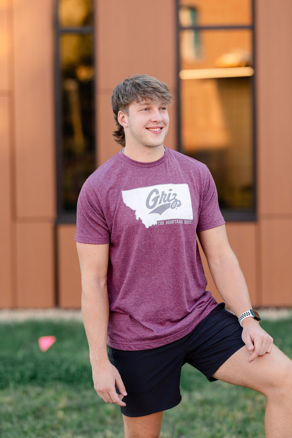 Griz State of Mind Tee in Maroon