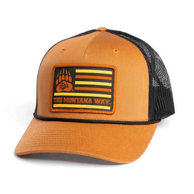 The Griz Flag Rope Hat in Caramel/Black