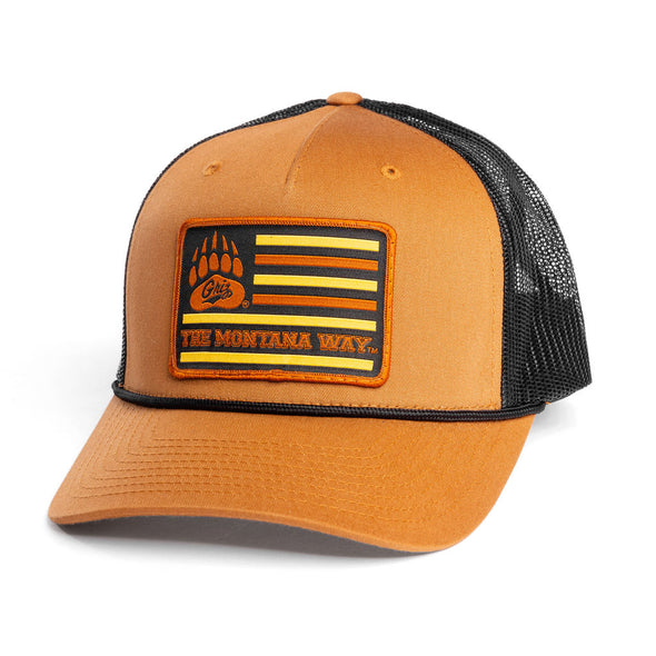 The Griz Flag Rope Hat in Caramel/Black