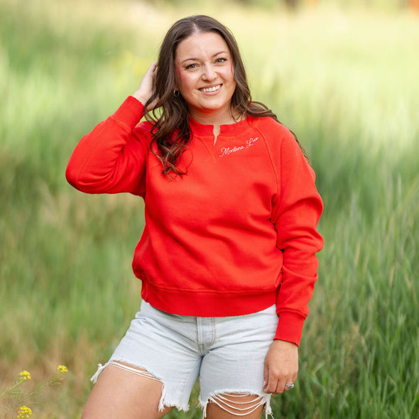 Montana Love V-Notch Crew in Poppy