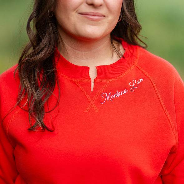 Montana Love V-Notch Crew in Poppy