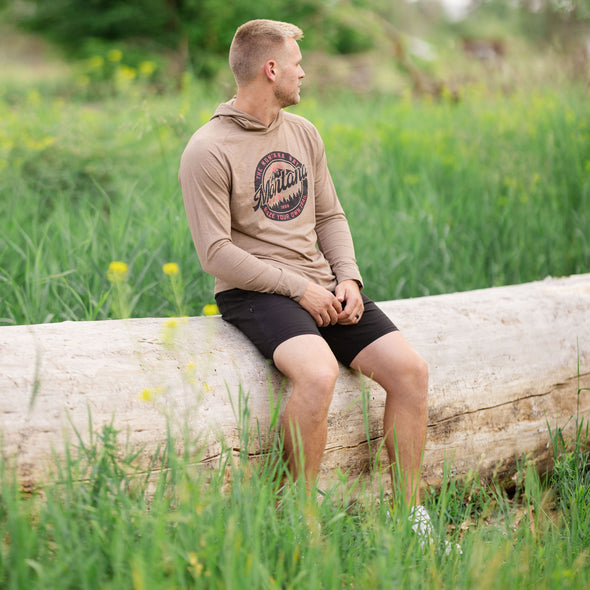 Montana U.S.A. Hooded Long Sleeve Tee in Walnut