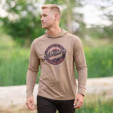 Montana U.S.A. Hooded Long Sleeve Tee in Walnut