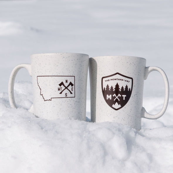 Take A Hike Speckle Mug in White