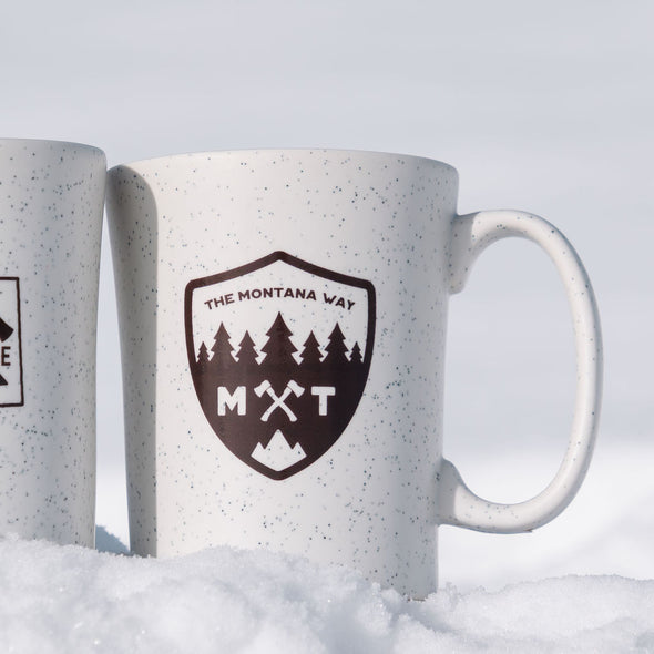 Take A Hike Speckle Mug in White