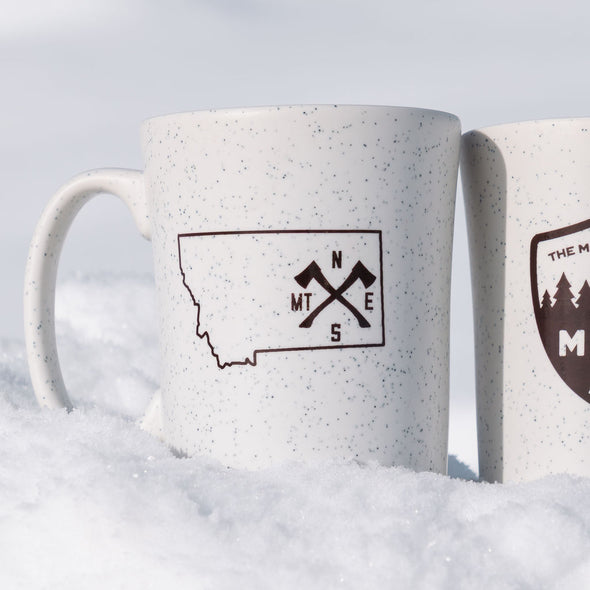 Take A Hike Speckle Mug in White