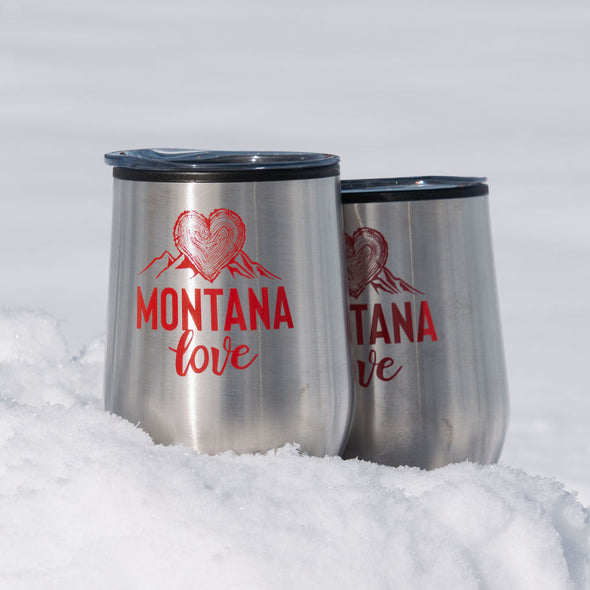 Montana Love Wine Tumbler w/Lid in Stainless Steel