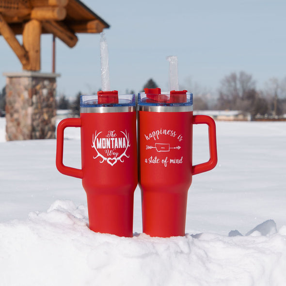 Montana Girl Stainless Steel Tumbler w/Handle in Red