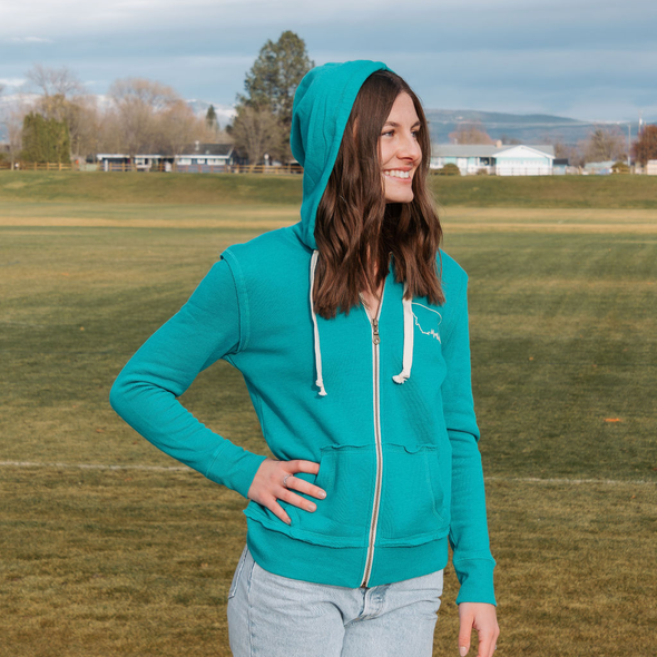 Simply Montana Full Zip Hoodie in Jade