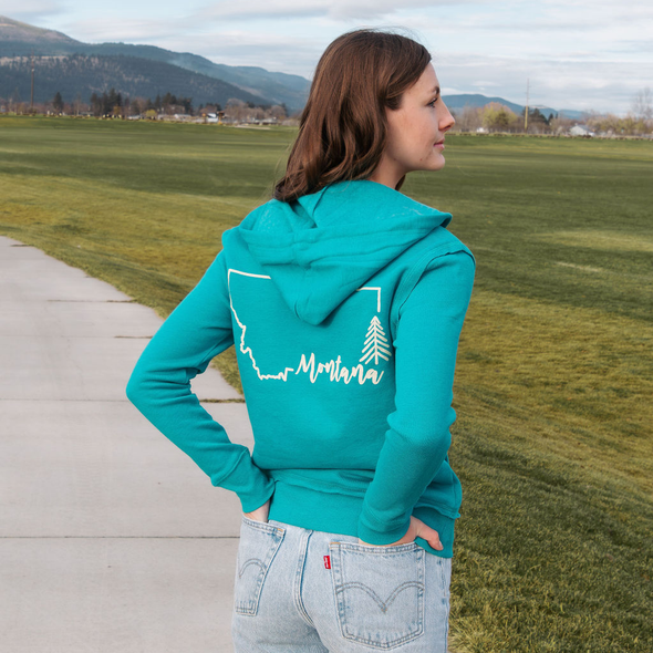 Simply Montana Full Zip Hoodie in Jade