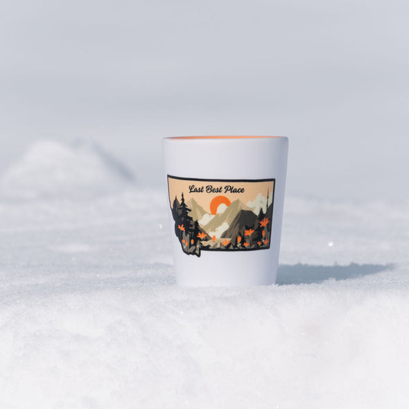 Last Best Place Two-Tone Shot Glass in White/Orange