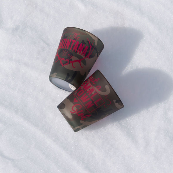 The Huntress Frosted Shot Glass in Camo