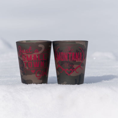 The Huntress Frosted Shot Glass in Camo