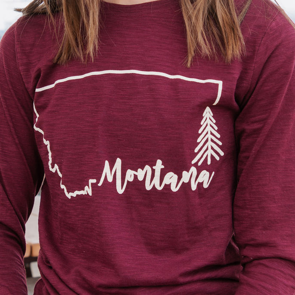 Simply Montana Long Sleeve Slub in Wine