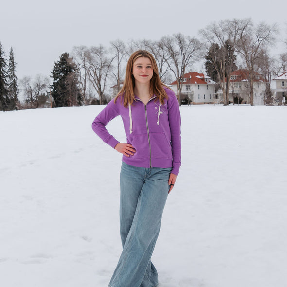 Small Town Girl Full Zip Hoodie in Orchid