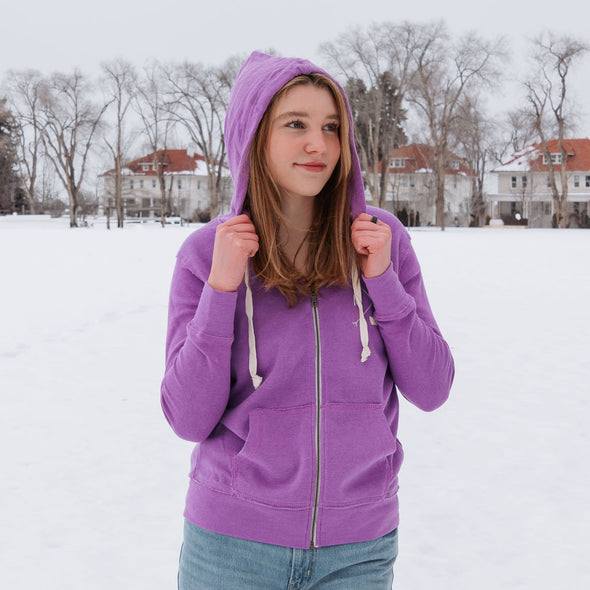 Small Town Girl Full Zip Hoodie in Orchid