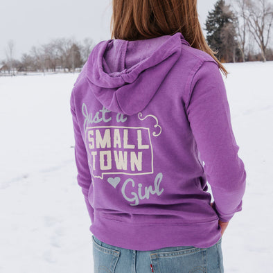 Small Town Girl Full Zip Hoodie in Orchid