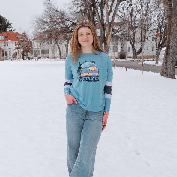 Bigger. Better. Striped Long Sleeve in Sky/White/Charcoal