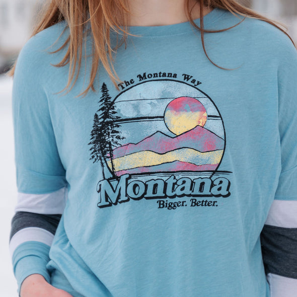 Bigger. Better. Striped Long Sleeve in Sky/White/Charcoal