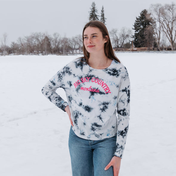 Big Sky Country Tie Dye Long Sleeve in Navy