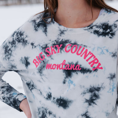 Big Sky Country Tie Dye Long Sleeve in Navy