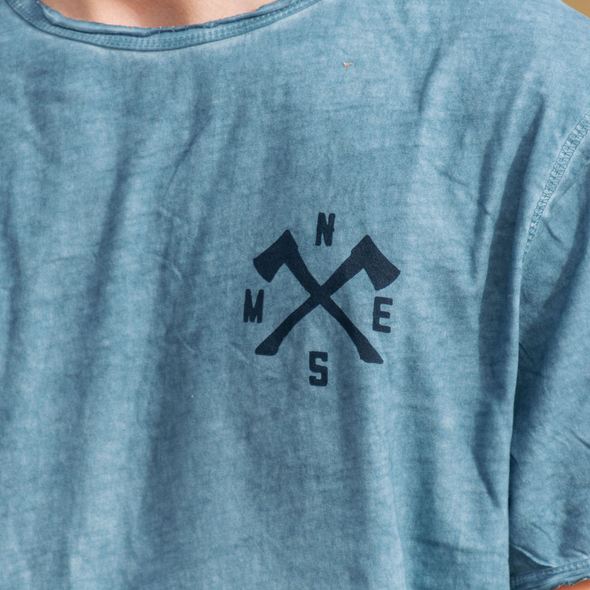 The Flag Raw Edge Tee in Water