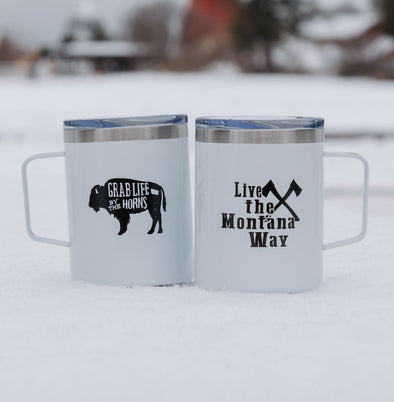 Grab Life By The Horns Coffee Cup in White