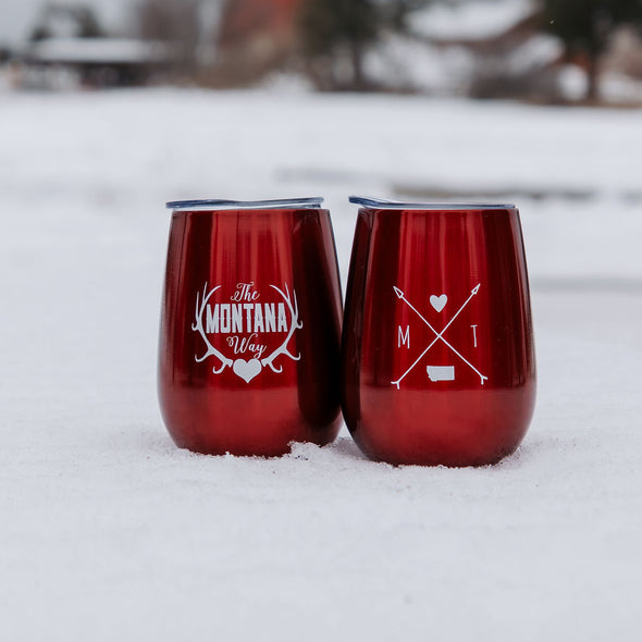 Mad for Montana Wine Tumbler w/Lid in Red