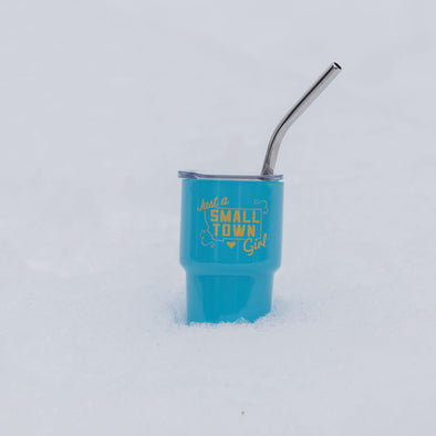 Small Town Girl Tumbler Shot Glass w/Straw in Sky