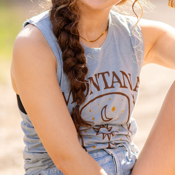 Lucky Stars Tank in Stonewash Denim