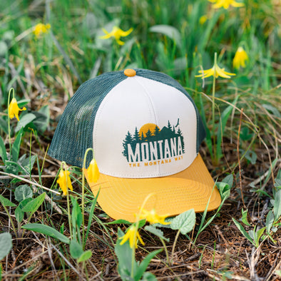 Montana Pines Snapback in Gold/Natural/Forest Green