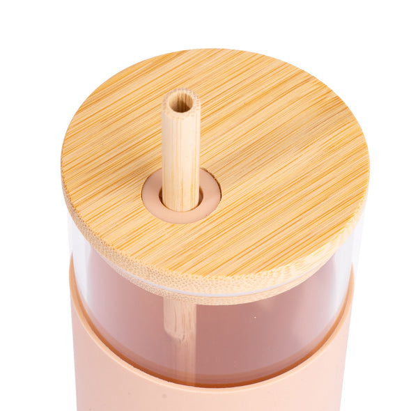 Montana Love Glass Tumbler w/Straw in Peach
