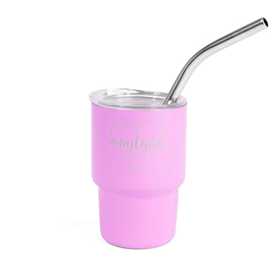 Montana Love Shot Glass Tumbler w/Straw in Purple